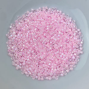 11/0 Delica - Pink Lined Crystal AB DB0055 - The Bead N Crystal & Enclave Gems