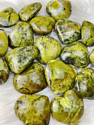 Green Opal Hearts ~1.5" - The Bead N Crystal & Enclave Gems