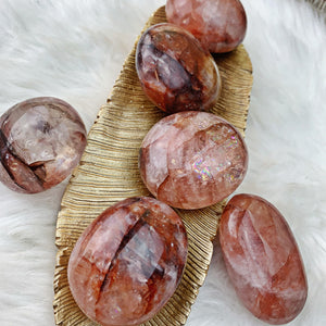 Hematoid Quartz Palm Stones (16) - The Bead N Crystal & Enclave Gems