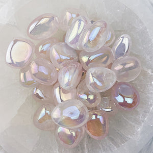 Aura Rose Quartz Tumbles - The Bead N Crystal & Enclave Gems