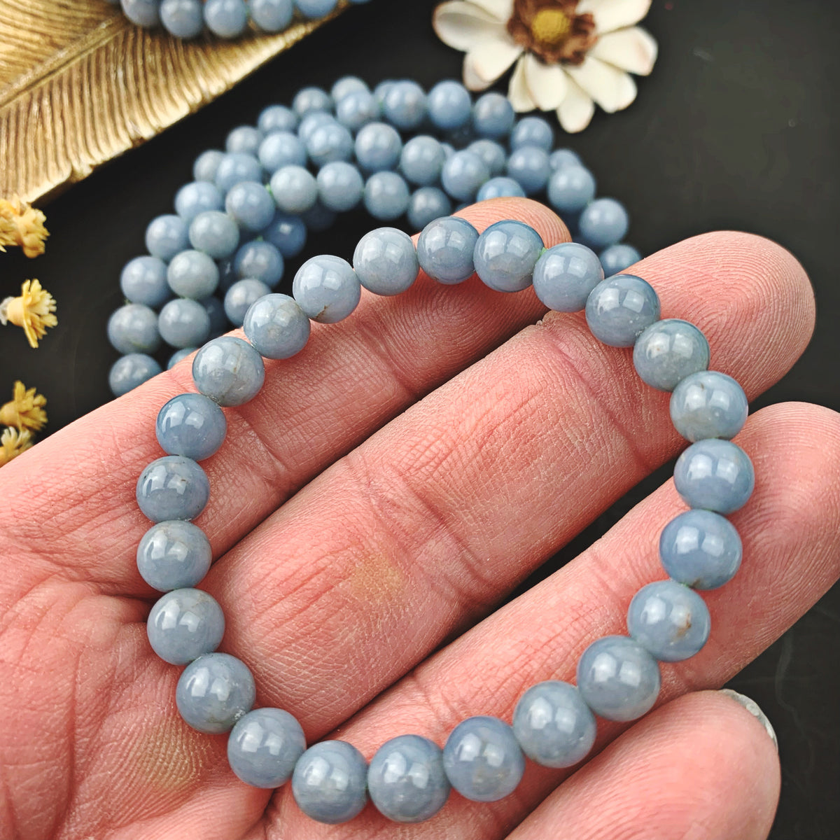 Stretch Bracelet | 6mm Beads (Angelite) Medium