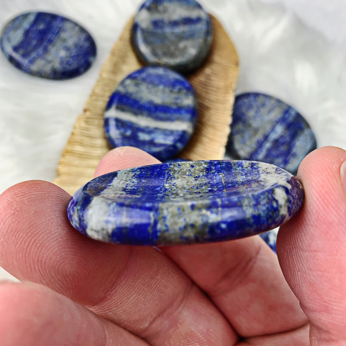 Gems Stone Enclave (858) Bead The N | Stone Lazuli Lapis Crystal Worry Palm &