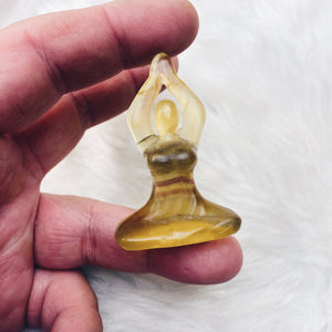 Yellow Fluorite Meditating Goddess - The Bead N Crystal & Enclave Gems