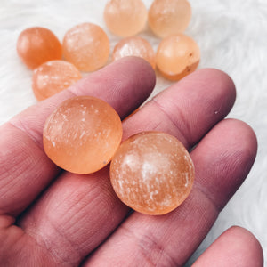 Peach Selenite Spheres Sm - The Bead N Crystal & Enclave Gems
