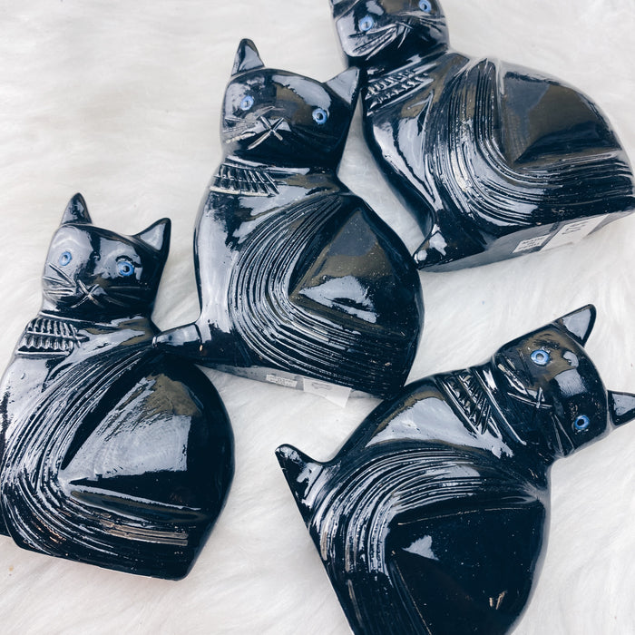 Onyx Carved Cat Lg