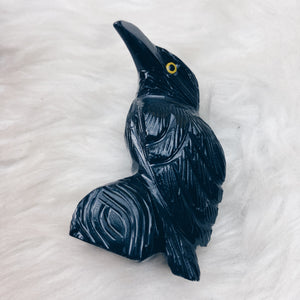Onyx Carved Raven Lg - The Bead N Crystal & Enclave Gems