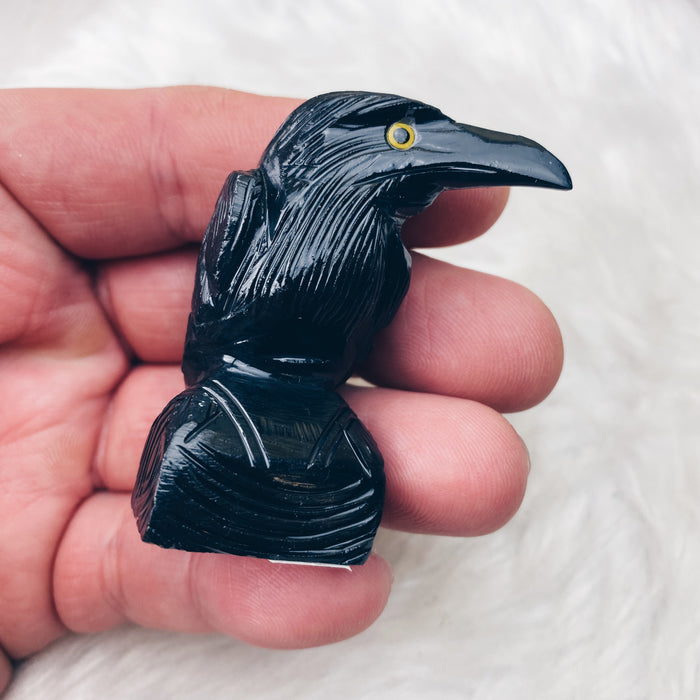Onyx Carved Raven Lg