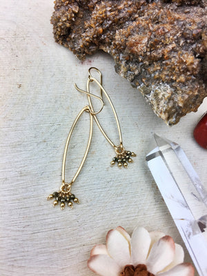 Ophelia's Contemporary Style Earrings - Pyrite Gemstone 14k Gold Filled - The Bead N Crystal & Enclave Gems