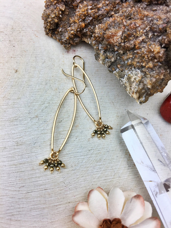 Ophelia's Contemporary Style Earrings - Pyrite Gemstone 14k Gold Filled