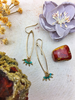 Ophelia's Contemporary Style Earrings - Turquoise Gemstone 14k Gold Filled - The Bead N Crystal & Enclave Gems