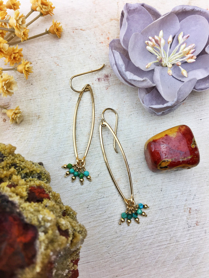 Ophelia's Contemporary Style Earrings - Turquoise Gemstone 14k Gold Filled