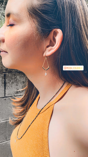 Atria Earrings - 14k Gold Filled Crystal Quartz /w Hematite - The Bead N Crystal & Enclave Gems