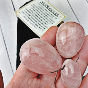 Rose Quartz Yoni Egg Set of 3 (66) - The Bead N Crystal & Enclave Gems