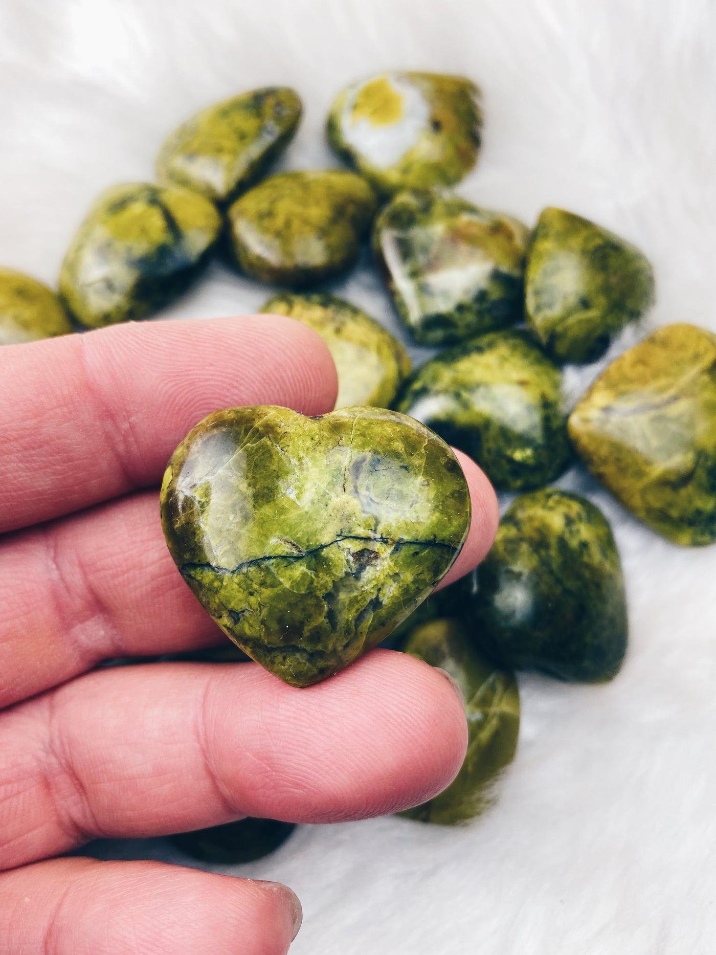 Green Opal Hearts ~1.5  The Bead N Crystal & Enclave Gems