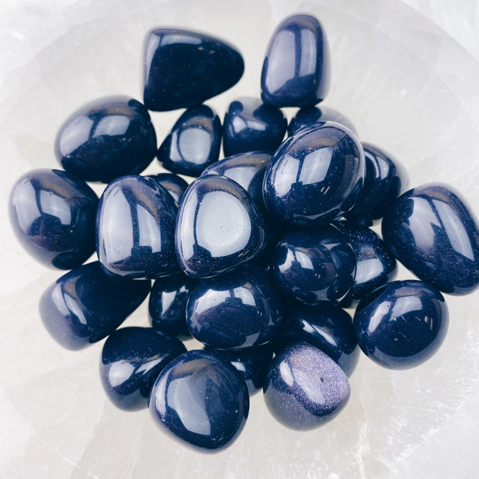 Blue Goldstone (Set of 2) Tumbled Stones