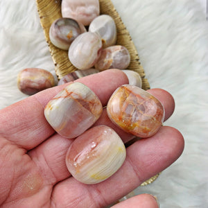 Pink Banded Onyx Tumbled Stones (Set of 2) (20) - The Bead N Crystal & Enclave Gems