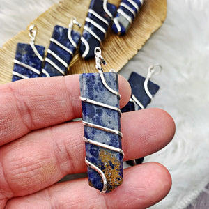 Sodalite Wire-Wrapped Pendant (994) - The Bead Shoppe & Enclave Gems