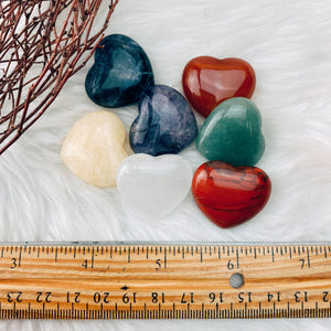 7 Chakra Hearts Goodie Bag 1" Diameter - The Bead N Crystal & Enclave Gems