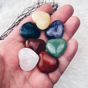 7 Chakra Hearts Goodie Bag 1" Diameter - The Bead N Crystal & Enclave Gems