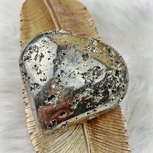 Pyrite Heart Lg (31) - The Bead N Crystal & Enclave Gems