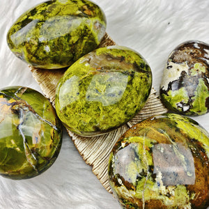Green Opal Palm Stone LG - Gorgeous Vibrant Green! - The Bead N Crystal & Enclave Gems