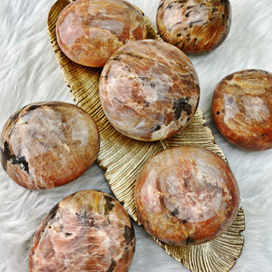 Peach Moonstone Palm Stone - Dreamy Hues - The Bead N Crystal & Enclave Gems