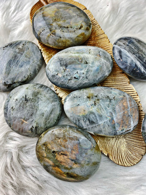 Sunset Labradorite Palm Stone - Orange Fire - The Bead N Crystal & Enclave Gems