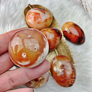 Carnelian Palm Stones - Madagascar, Beautiful Orange - The Bead N Crystal & Enclave Gems