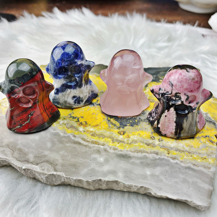 BOO! Crystal Ghosts - Bloodstone, Sodalite, Rose Quartz, Rhodonite
