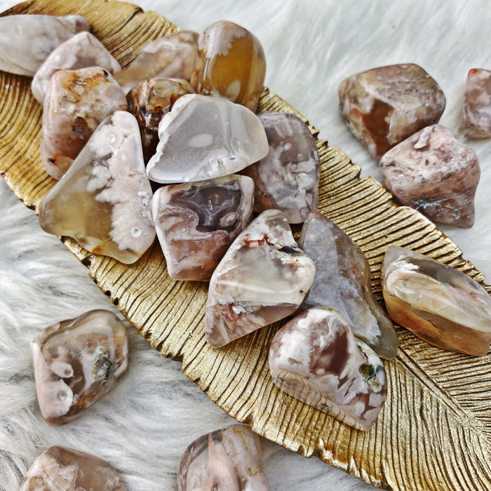 Flower Agate Tumbled Stones (Set of 2)