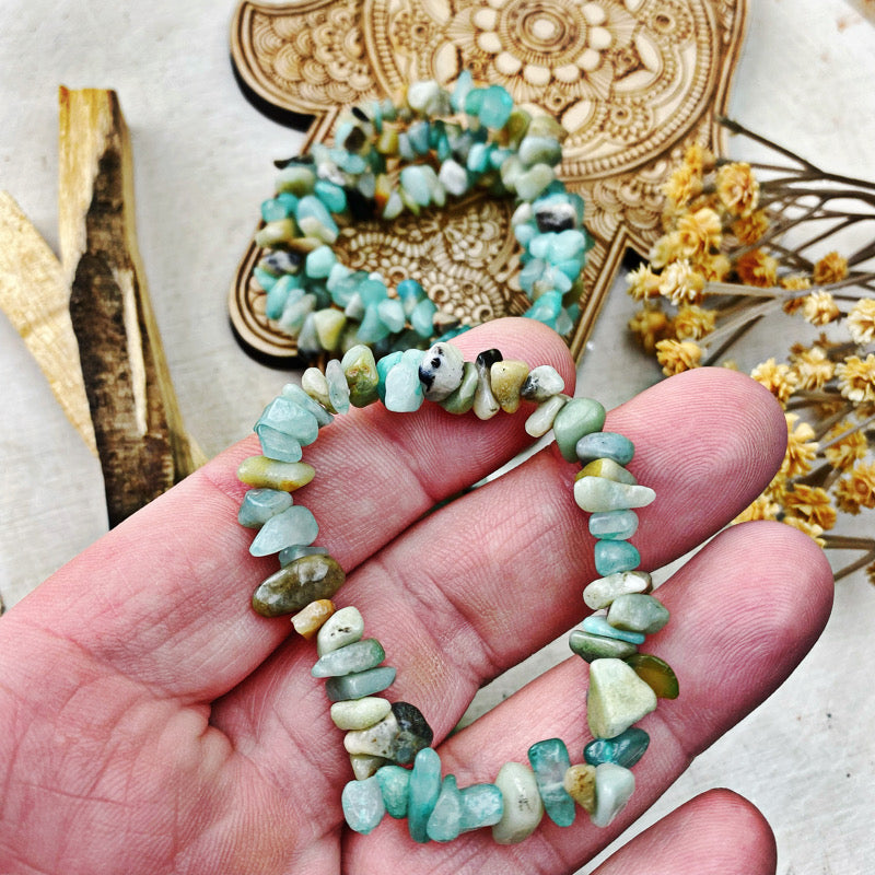 Amazonite Heart Braided Beads Bracelet | Treasure Jewelry