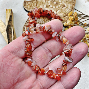 Red Agate Chip Stretch Bracelet - The Bead N Crystal & Enclave Gems