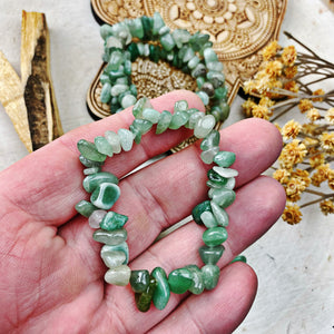Green Aventurine Chip Stretch Bracelet - The Bead N Crystal & Enclave Gems